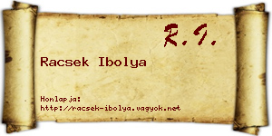 Racsek Ibolya névjegykártya
